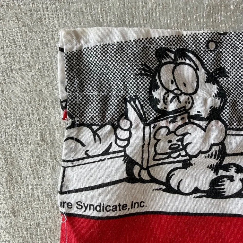 5pc Vintage Garfield Window Curtain Set Tablecloth Valance Panels Red Comic